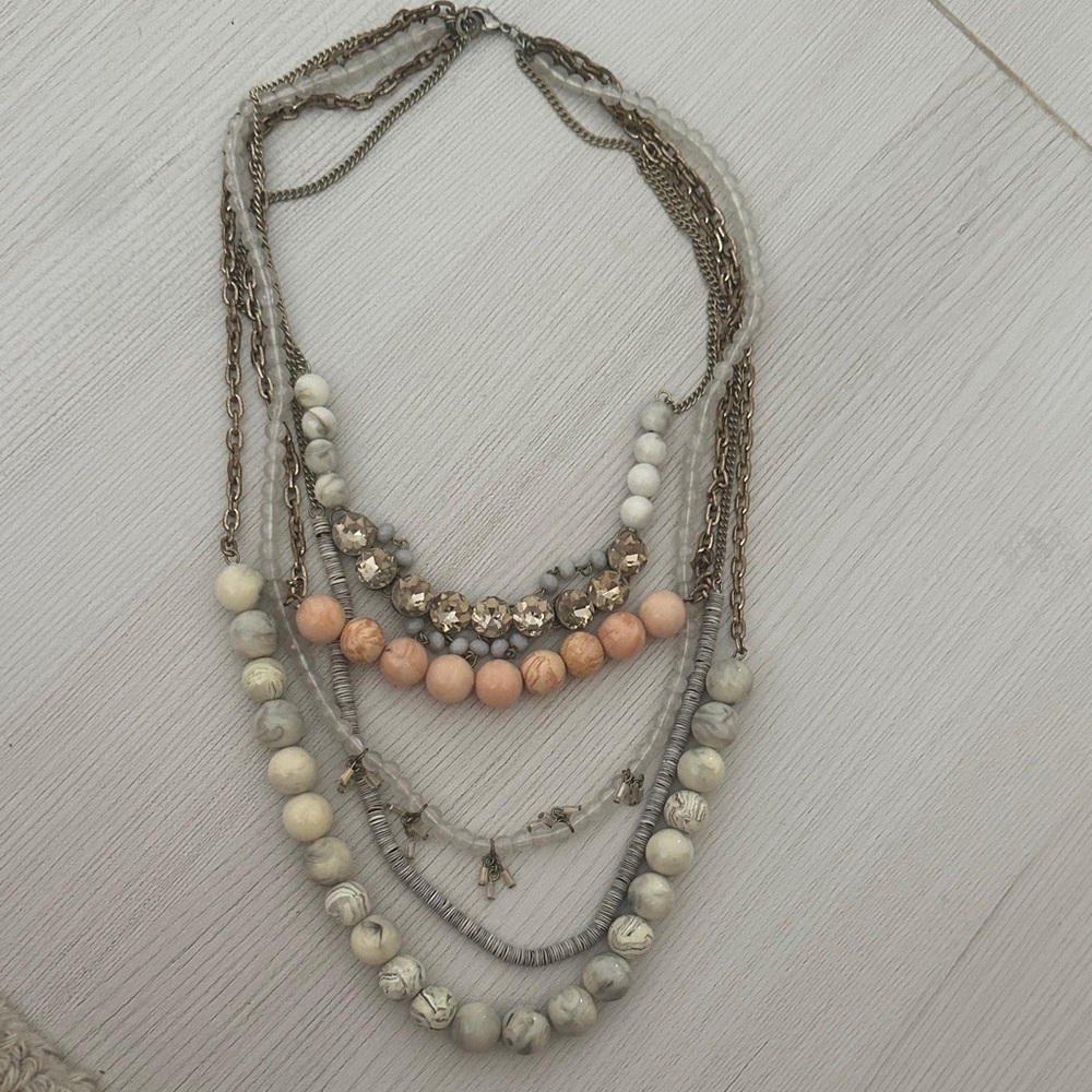 Elegant Multi-Layered Necklace with Gold and Cream Accents